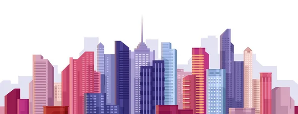 Cityscape City Landscape Buildings Panorama Simple Modern Cartoon Design Realistic — Stock Vector