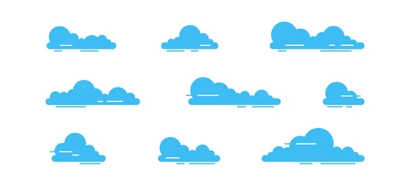 Nuages Bleus Isolés Sur Fond Blanc Conception Simple Dessin Animé — Image vectorielle