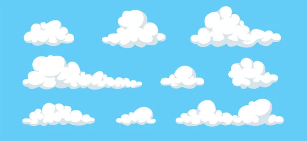 云彩被蓝色的背景隔开了 简单可爱的卡通设计 图标或标志集合 现实的因素 平面样式矢量图解 — 图库矢量图片