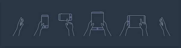 Handen Die Telefoon Vasthouden Telefoon Tablet Andere Gadgets Hand Verticaal — Stockvector
