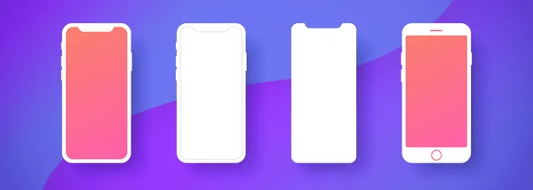 Cep telefonu şablonu. Düz stil akıllı telefon sınırı. Basit modern renkli tasarım. Boş ekranlı gerçekçi bir kavram. UI, mobil uygulama için UX. Siyah ve beyaz, parlak renkler. Vektör illüstrasyonu