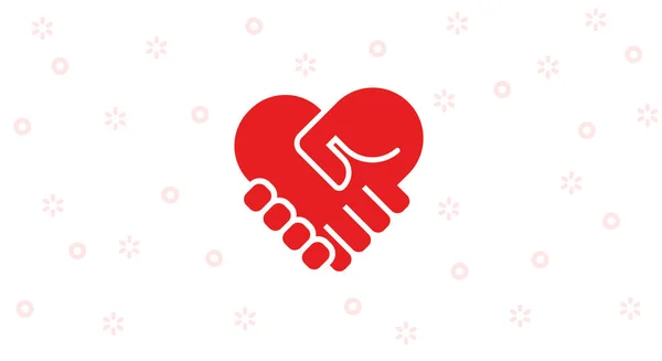 Χειραψία Εικονίδιο Καρδιά Απομονώνονται Λευκό Φόντο Απλός Μοντέρνος Σχεδιασμός Σύμβολο — Διανυσματικό Αρχείο
