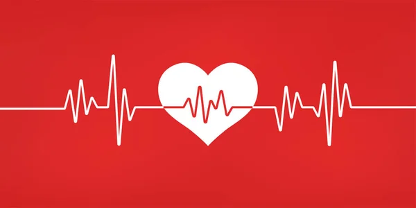 Hartslag Rood Witte Kleuren Hartslag Eenzaam Cardiogram Prachtige Gezondheidszorg Medische — Stockvector