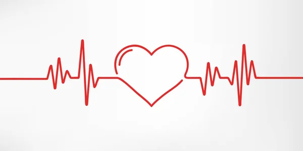 Пульс Сердца Красно Белые Цвета Сердцебиение Одинокое Кардиограмма Прекрасное Здравоохранение — стоковый вектор