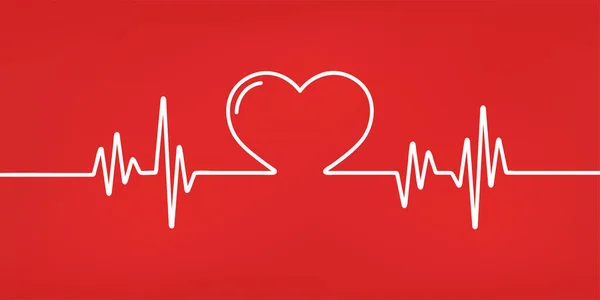 Puls Srdce Červené Bílé Barvy Srdeční Tep Kardiogram Krásná Zdravotní — Stockový vektor