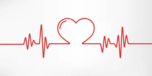 Kalp atışı. Kırmızı ve beyaz renkler. Kalp atışı lone, kardiyogram. Güzel sağlık hizmeti, tıbbi geçmiş. Modern basit tasarım. Simge. İmzala ya da logo. Düz biçim vektör illüstrasyonu.