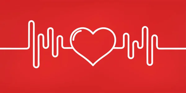 Pulso Cardíaco Colores Rojo Blanco Latido Solitario Cardiograma Hermosa Atención — Vector de stock