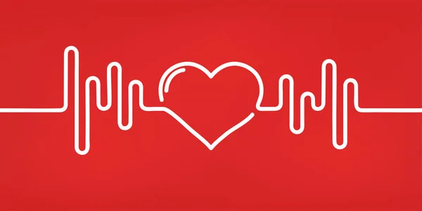 Battito Cardiaco Colori Rosso Bianco Battito Cardiaco Solitario Cardiogramma Bellissima — Vettoriale Stock