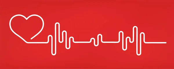 Szívverés Piros Fehér Színek Magányos Szívverés Kardiogram Gyönyörű Egészségügyi Ellátás — Stock Vector