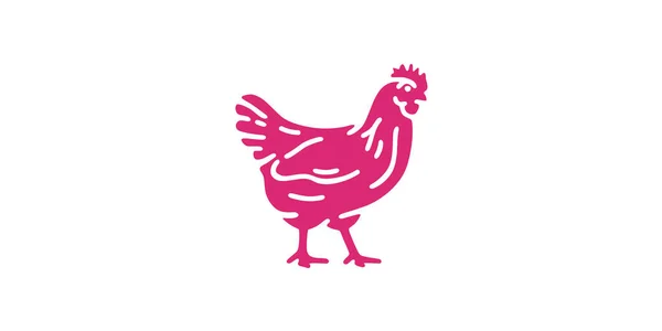 Hen Logo Farm Template Simple Cartoon Design Icon Emblem View — Stock Vector