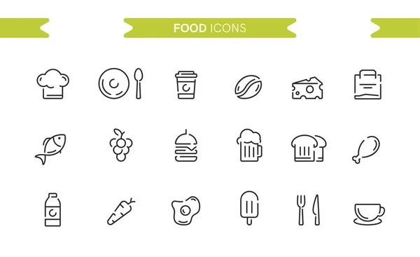 Food Icons Set Isolated Line Art Editable Signs Symbols Modern — Stock Vector