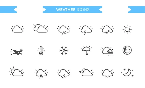 Ícones Meteorológicos Isolados Arte Linha Editável Sinais Símbolos Estilo Simples — Vetor de Stock