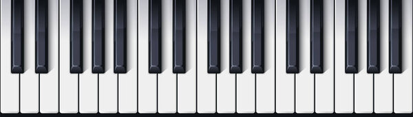 Piano keyboard seamless. Top view. Realistic detailed shaded piano keys. Simple beautiful design. Musical background. Music instrument. Flat style vector illustration.