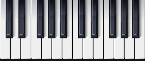Piyano klavyesi kusursuz. Üst Manzara. Gerçekçi, gölgeli piyano tuşları. Basit, güzel bir tasarım. Müzikal arka plan. Müzik aleti. Düz biçim vektör illüstrasyonu.