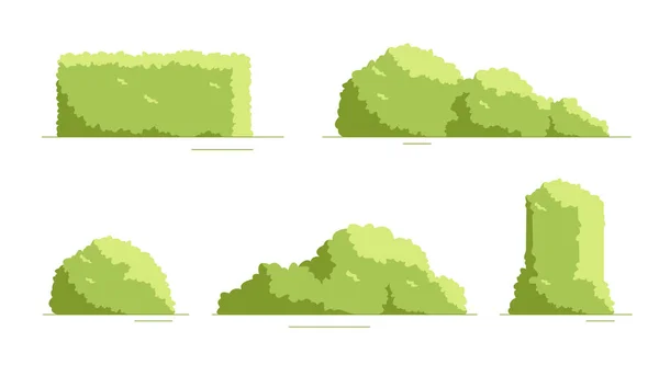 Arbustos Aislados Estilo Plano Hojas Flores Plantas Diseño Moderno Minimalista — Archivo Imágenes Vectoriales