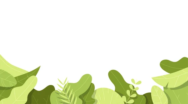 フレームセットを残す フラットスタイル 現代のトレンディーでミニマリズム的でシンプルなデザイン 明るい緑の夏 春の色 漫画風 花の背景 ベクターイラスト — ストックベクタ