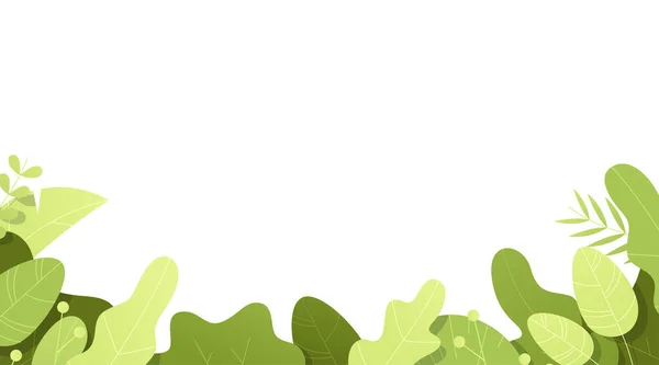 フレームセットを残す フラットスタイル 現代のトレンディーでミニマリズム的でシンプルなデザイン 明るい緑の夏 春の色 漫画風 花の背景 ベクターイラスト — ストックベクタ