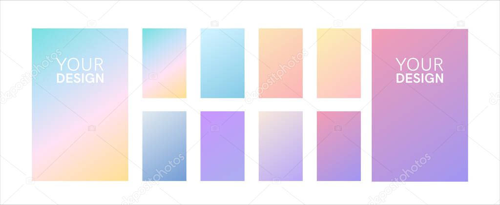 Soft color gradients set. Background for app, greeting card, flyer, invitation, poster, brochure, banner. Simple modern design. Retro vibrant palette.