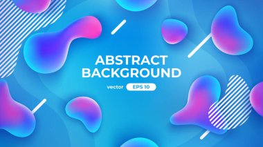 Abstract geometric background. Dynamic fluid shapes composition. Liquid drops. Simple modern design. Futuristic banner, flyer, cover template. Flat style vector eps10 illustration. Blue and pink color clipart
