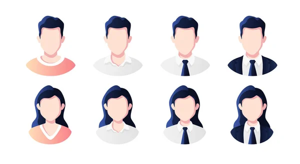 Gente Avatares Establecidos Empresario Oficinista Traje Iconos Imagen Perfil Caras — Vector de stock