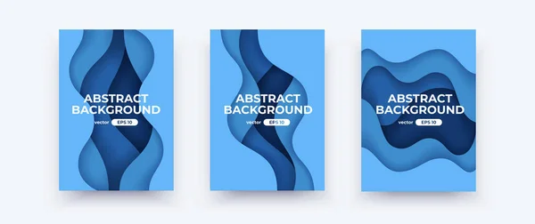 アブストラクトペーパーカットカバー 縦のバナーパンフレットポスター 水のテンプレート シンプルなリアルなデザイン 美しい背景 フラットスタイルベクトルEps10イラスト — ストックベクタ