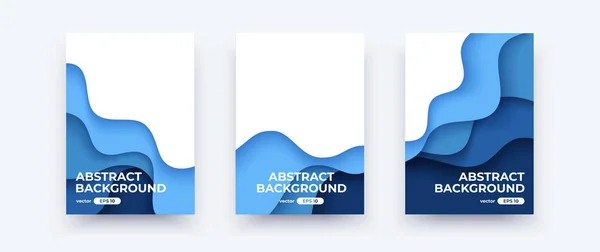 アブストラクトペーパーカット波カバー 縦のバナーパンフレットポスター 水のテンプレート シンプルなリアルなデザイン 美しい背景 フラットスタイルベクトルEps10イラスト — ストックベクタ