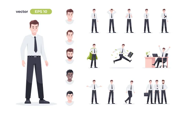 Geschäftsmann Isoliert Der Mensch Arbeitsplatz Büroangestellte Anzug Zeichnen Sie Menschen — Stockvektor