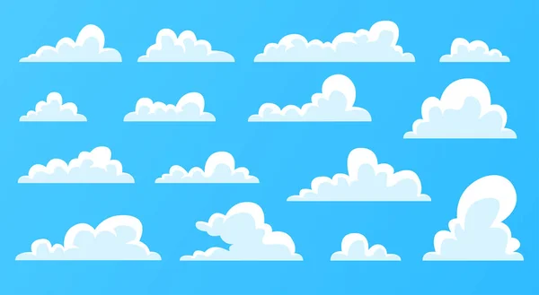 Nubes Aisladas Sobre Fondo Azul Diseño Dibujos Animados Lindo Simple — Archivo Imágenes Vectoriales