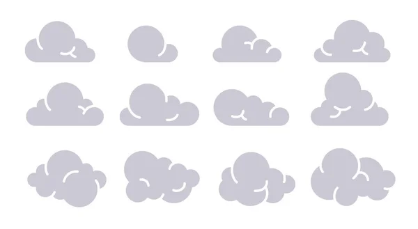 云彩被白色的背景隔开了 简单可爱的卡通设计 现代图标或标志集合 现实的因素 平面样式矢量图解 — 图库矢量图片
