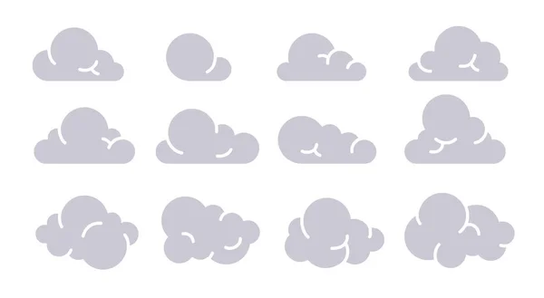 Nuages Isolés Sur Fond Blanc Conception Simple Dessin Animé Mignon — Image vectorielle