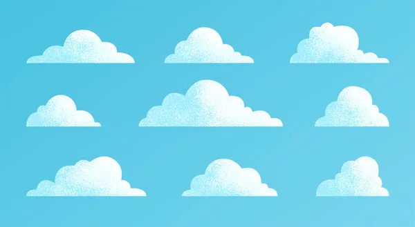 Σύννεφα Που Απομονώνονται Μπλε Φόντο Απλό Χαριτωμένο Σχέδιο Κινουμένων Σχεδίων — Διανυσματικό Αρχείο