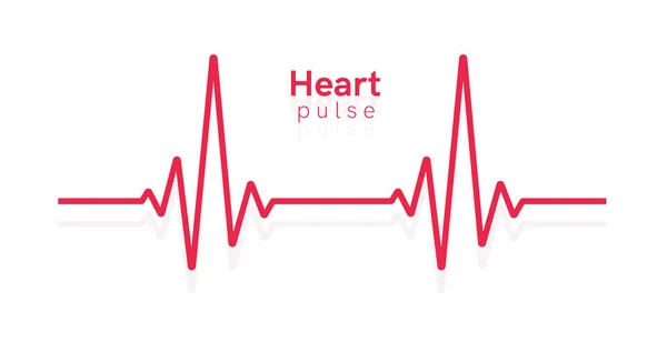 心拍数 ハートビートライン 心臓グラム 赤と白の色 美しい医療 医療の背景 現代的なシンプルなデザイン アイコン サインかロゴ 平面図ベクトル図 — ストックベクタ