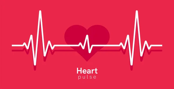 Hartslag Hartslaglijn Cardiogram Rood Witte Kleuren Prachtige Gezondheidszorg Medische Achtergrond — Stockvector