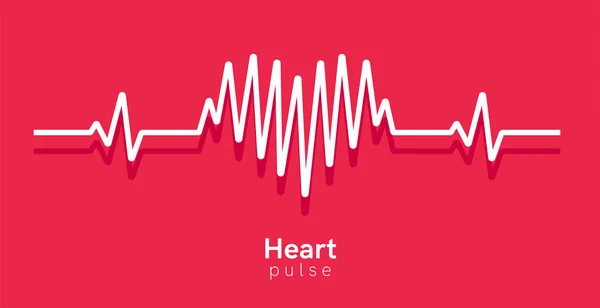 Pulso Cardíaco Latidos Cardíacos Cardiograma Colores Rojo Blanco Hermosa Atención — Vector de stock