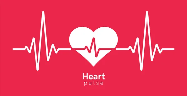 Hjärtslag Hjärtklappning Kardiogram Röda Och Vita Färger Vacker Sjukvård Medicinsk — Stock vektor