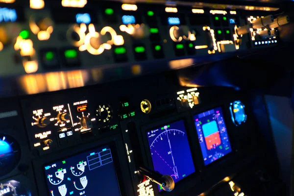 Aircraft Dashboard Button Screens — Stock Photo, Image