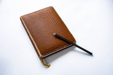 Deri defter ve kalem arkaplanı