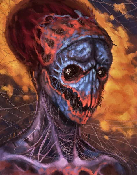 Dangerous evil spider character with cobwebs all around him instilling fear in adventurers - digital fantasy painting