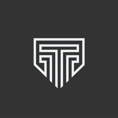 T harfi logo tasarım şablonu elementleri