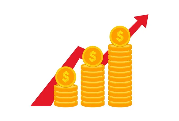 Crescimento Renda Captação Capital Aumento Receita Ilustração Plana Vetorial —  Vetores de Stock