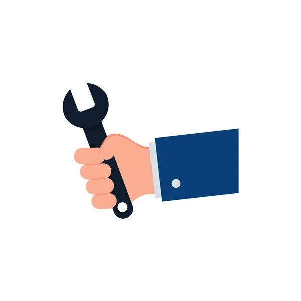 Hand Holding Wrench Tool Icon Vector Flat Logo Template — Stock Vector