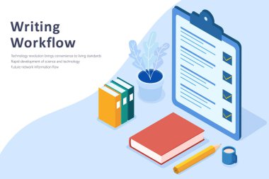 Bilgi kontrol listesi ya da anket dolduran kişiler, kontrol listesinde işaretli, düz izometrik vektör illüstrasyonu