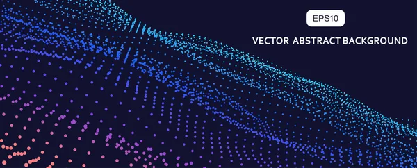 Abstraktní Vektorové Částicové Vlnové Pozadí Tech Wire Network Futuristic Wireframe — Stockový vektor