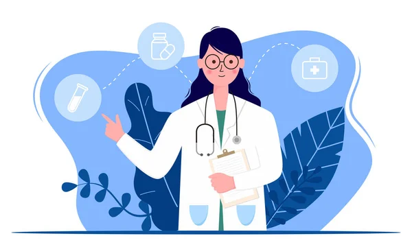 Doctor or medical service concept,Concept for medical app and websites. Flat vector illustration.