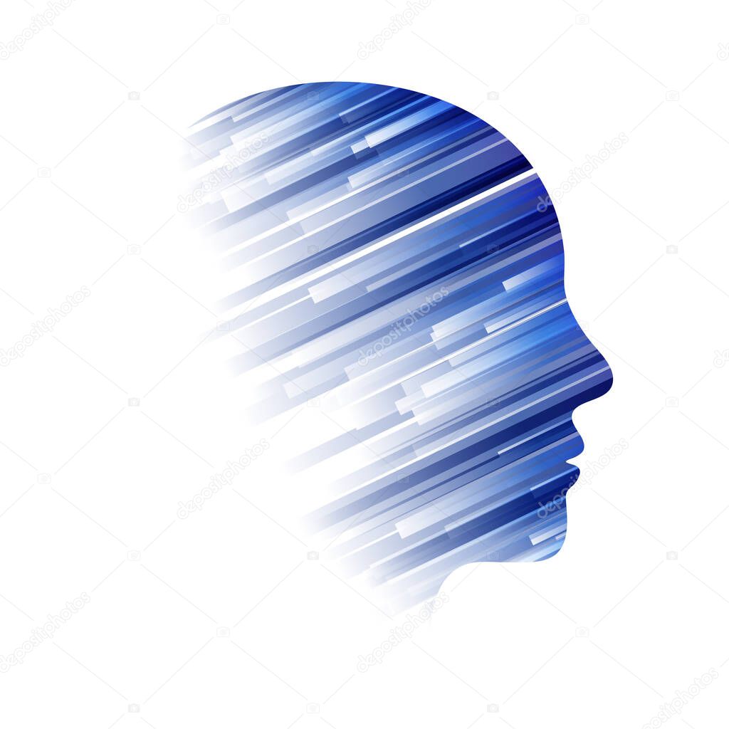 Abstract brain or human head, artificial intelligence concept