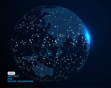 3D soyut konsept dünya, internet ve engelleme kavramı, uluslararasılaştırma ve küreselleşmenin önemi