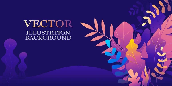 Vector Illustration Trendy Flat Style Bright Vibrant Gradient Colors Plants — Stock Vector