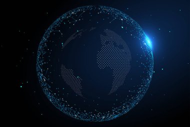 nokta ve çizgi oluşturulmuş dünya haritası, küresel, küresel ağ bağlantısını temsil ediyor, uluslararası anlamı.