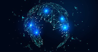 nokta ve çizgi oluşturulmuş dünya haritası, küresel, küresel ağ bağlantısını temsil ediyor, uluslararası anlamı.