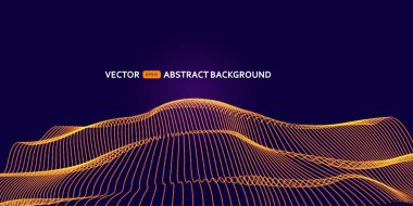 3D dinamik olarak akmakta olan parçacıklar, Siber veya teknolojik arkaplan. Vektör illüstrasyonu.